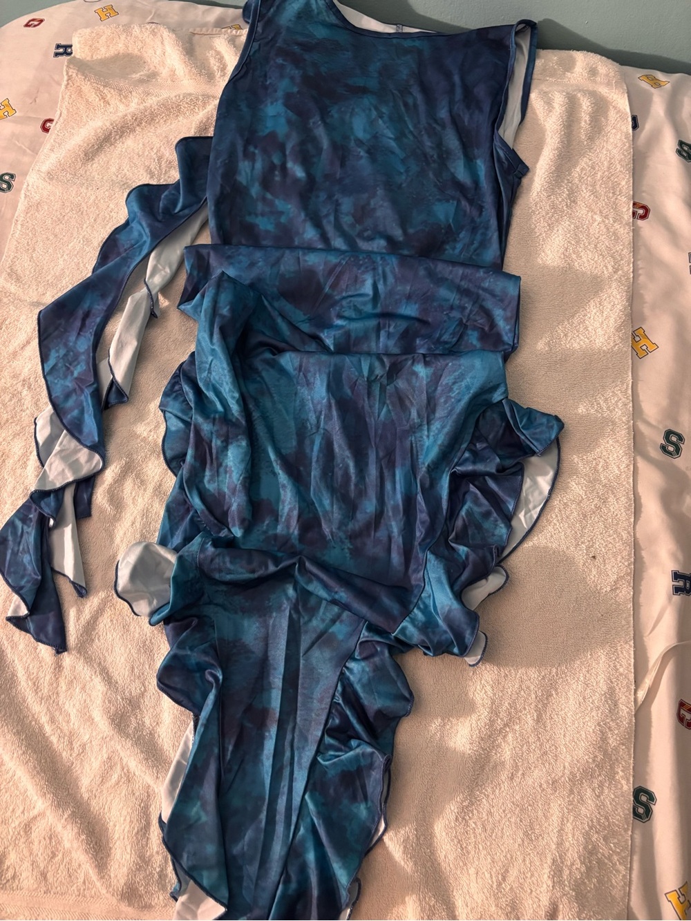 Girls' Blue Ruffle One-Piece Footie Swimsuit